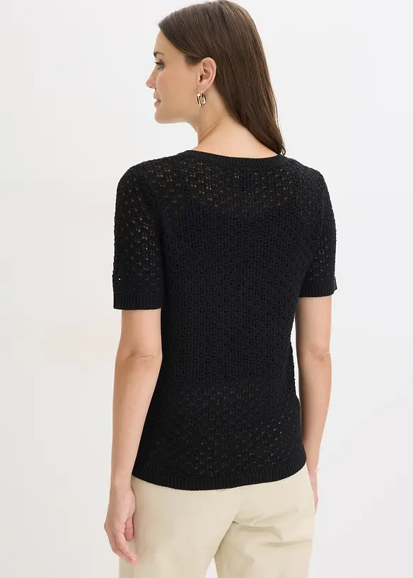 Maglione traforato in misto cotone, bonprix