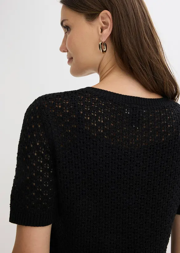 Maglione traforato in misto cotone, bonprix