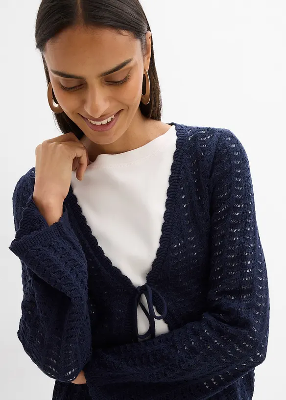 Cardigan con motivo traforato, bonprix
