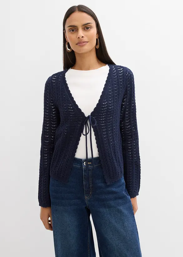 Cardigan con motivo traforato, bonprix