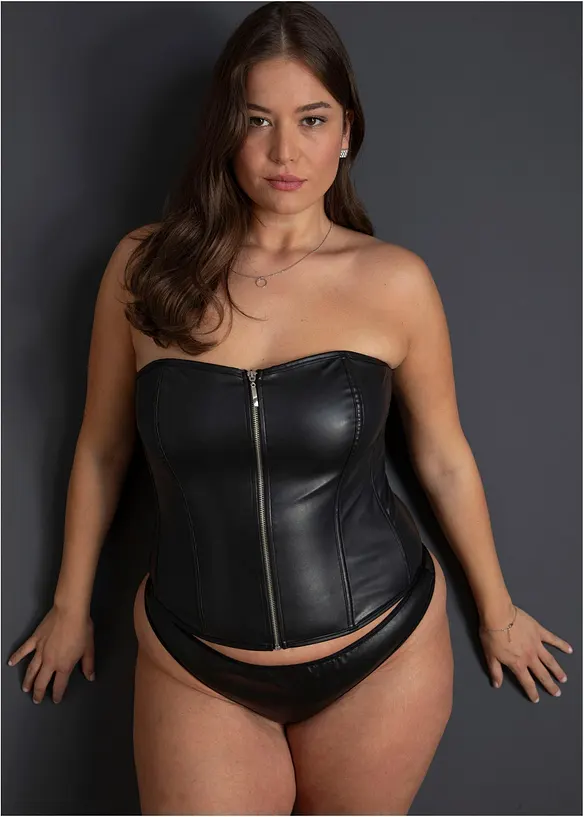 Corsetto e perizoma in similpelle (set 2 pezzi), bonprix