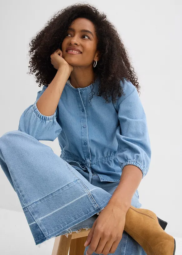 Camicia di jeans con maniche a sbuffo, bonprix