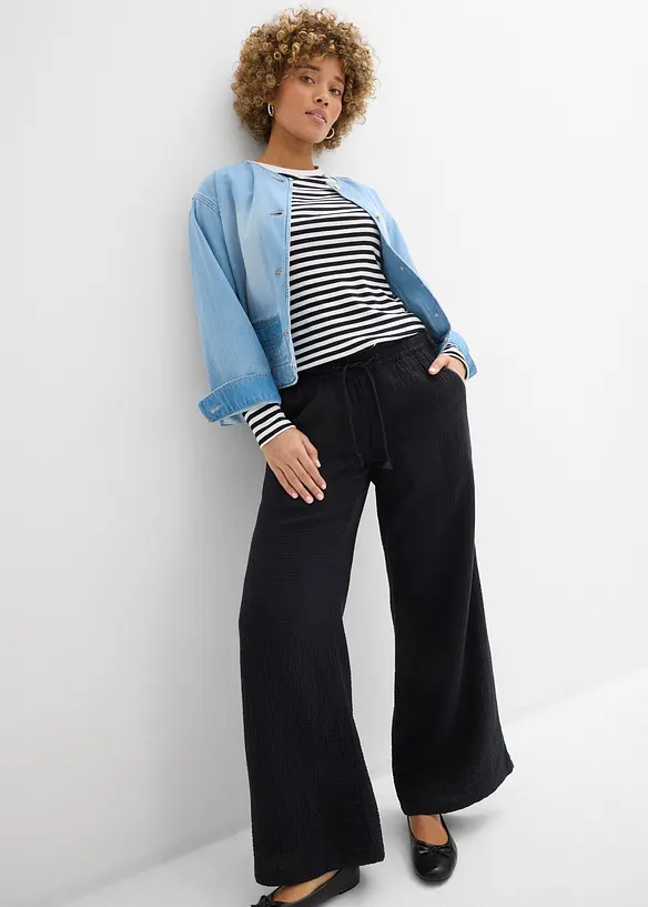 Pantaloni a palazzo in mussola leggera, bonprix