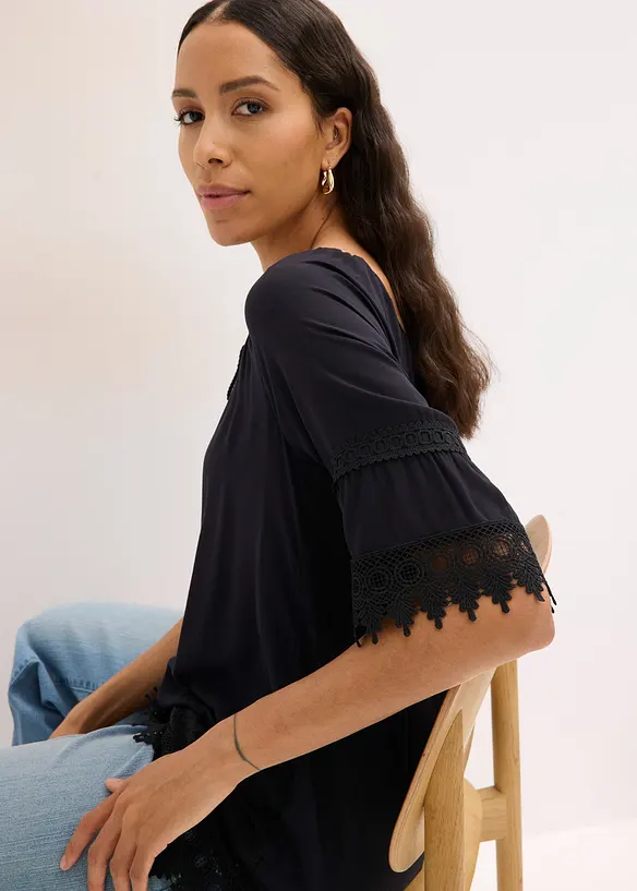 Tunica con pizzo in morbida viscosa, bonprix