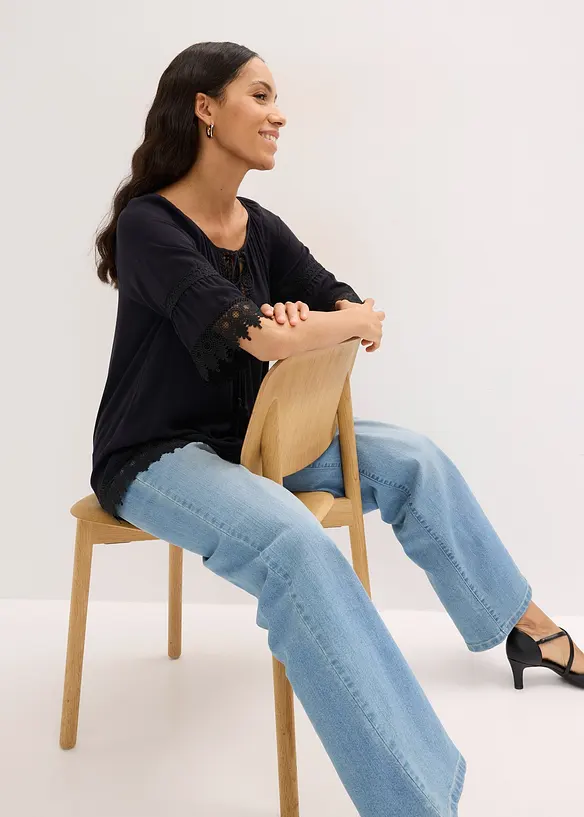 Tunica con pizzo in morbida viscosa, bonprix