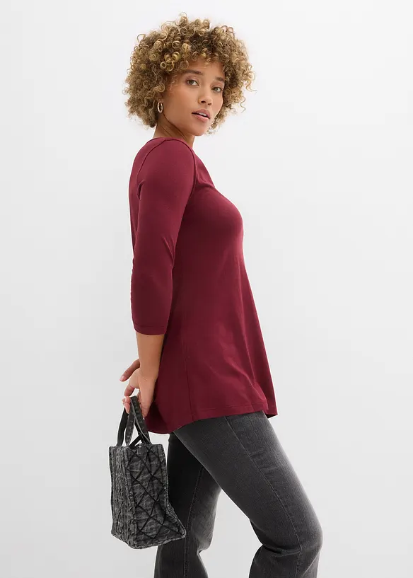 Maglia lunga in misto viscosa e cotone, bonprix