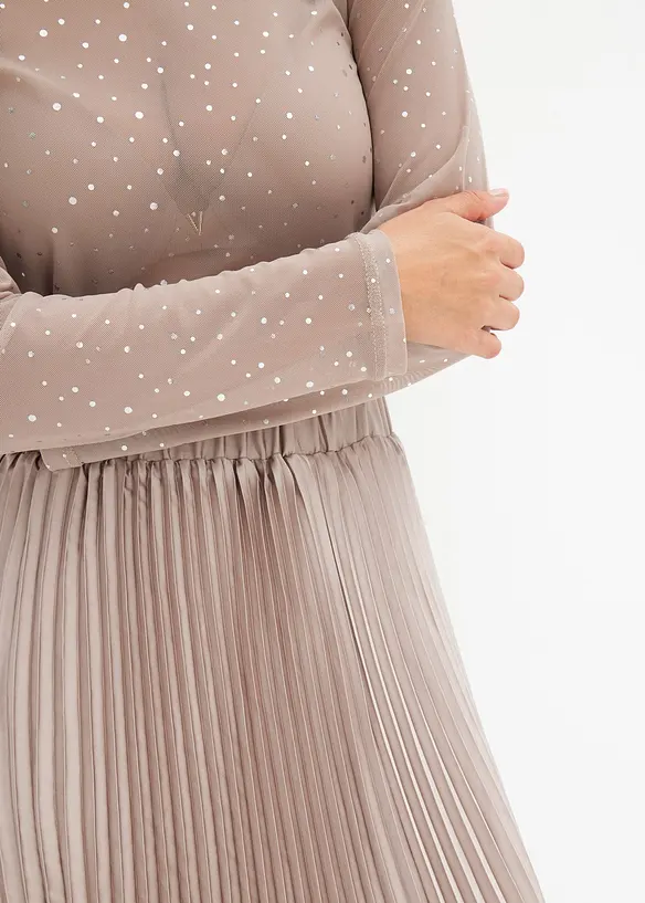 Maglia a maniche lunghe in mesh glitterato, bonprix