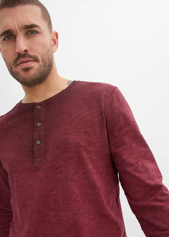 Maglia serafino a maniche lunghe in cotone biologico effetto lavato, bonprix