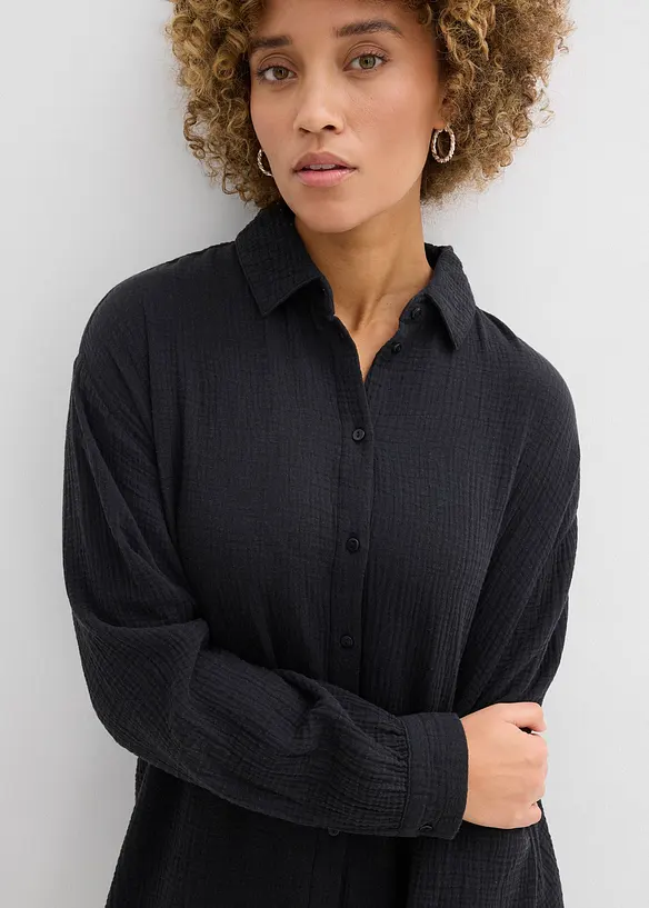 Camicia oversize in mussola di puro cotone, bonprix