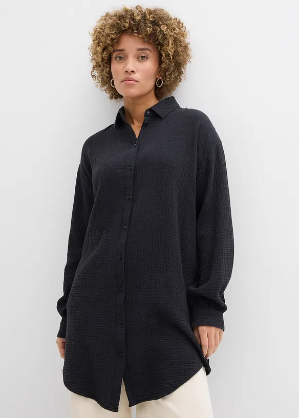 Camicia oversize in mussola di puro cotone, bonprix