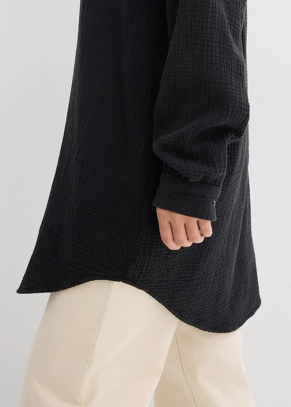 Camicia oversize in mussola di puro cotone, bonprix