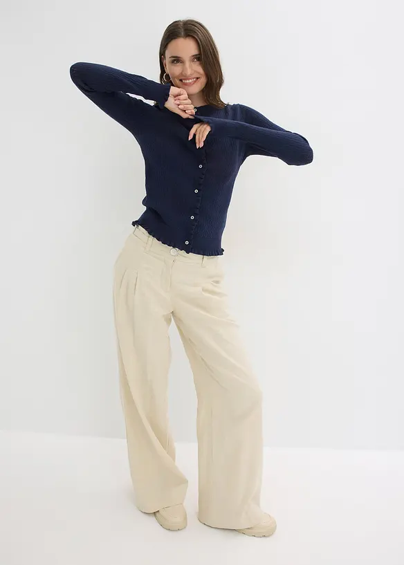 Cardigan traforato in misto cotone, bonprix