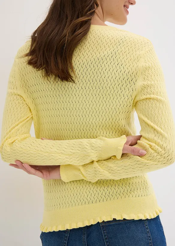 Cardigan traforato in misto cotone, bonprix