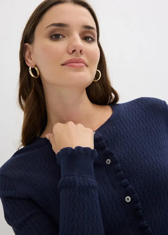 Cardigan traforato in misto cotone, bonprix