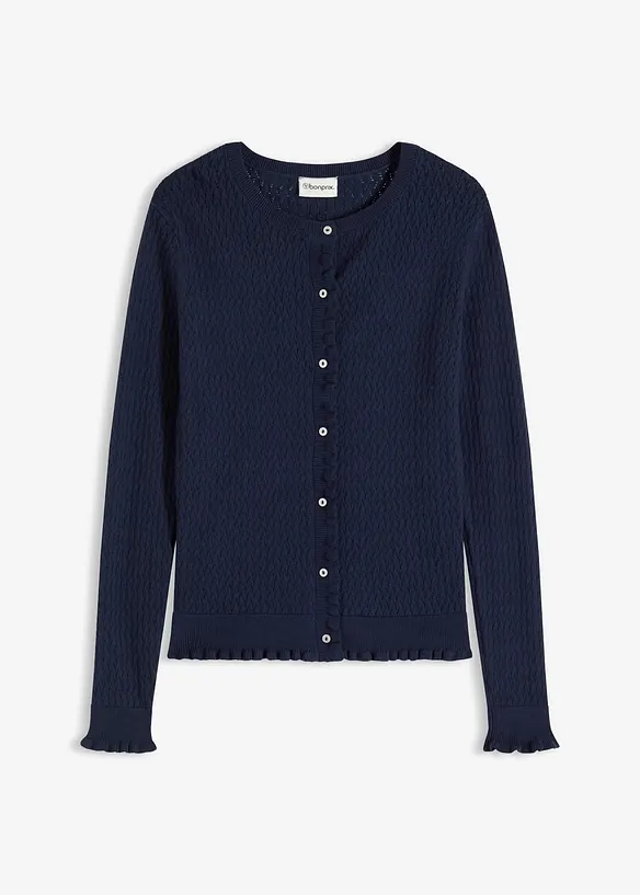 Cardigan traforato in misto cotone, bonprix