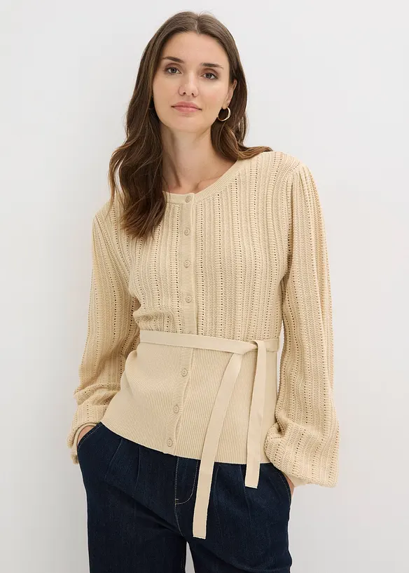 Maglione traforato in misto cotone, bonprix