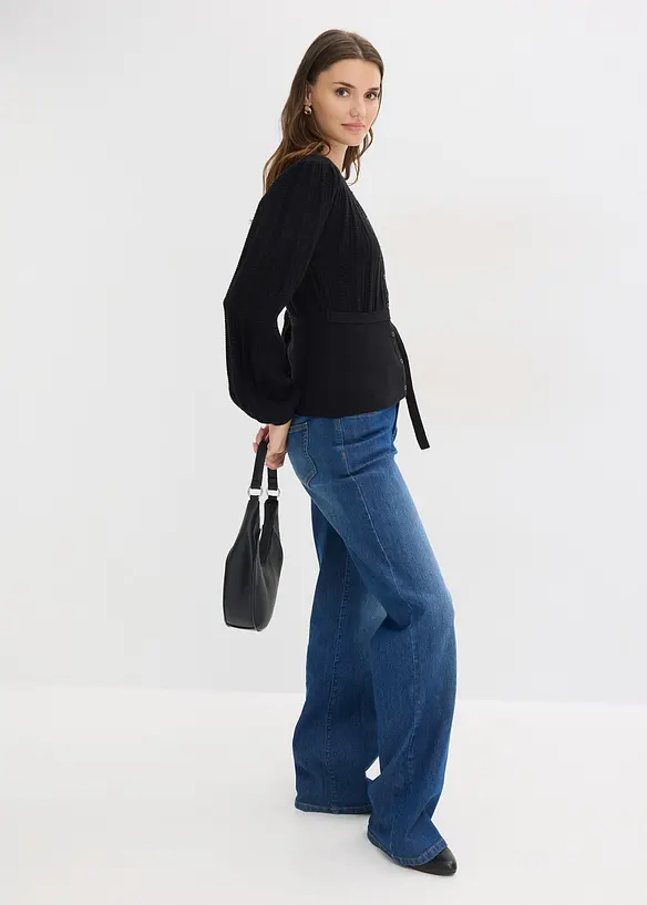 Maglione traforato in misto cotone, bonprix