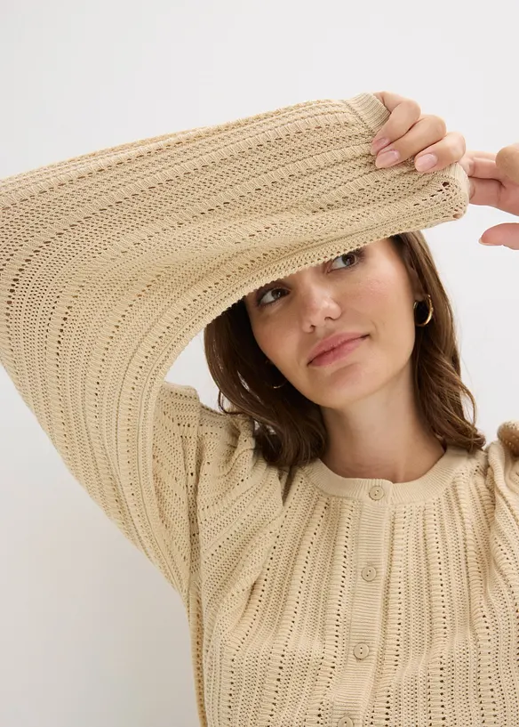 Maglione traforato in misto cotone, bonprix