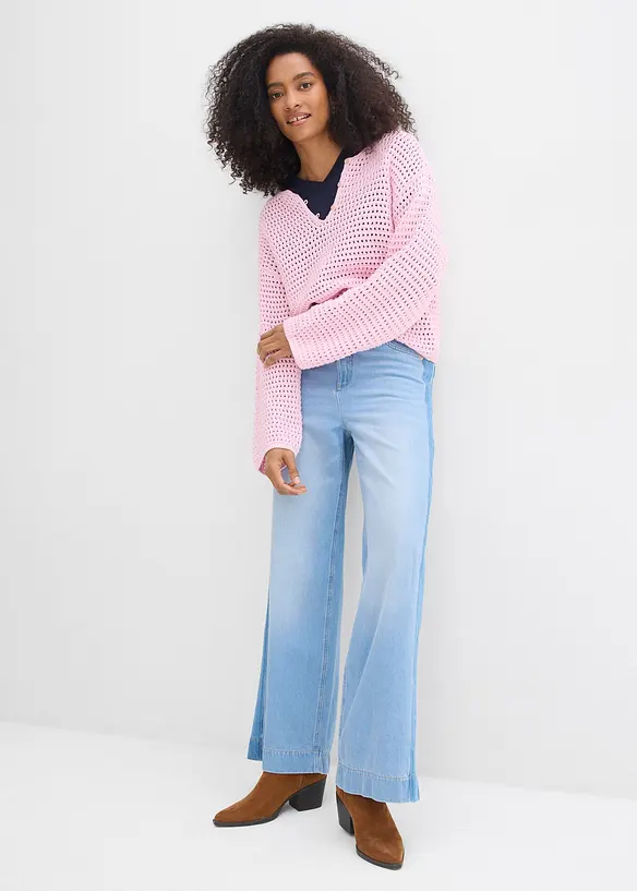 Jeans wide leg, vita alta, bonprix