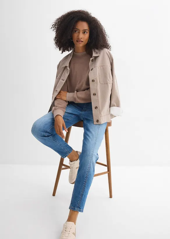 Mom jeans cropped, vita alta, bonprix