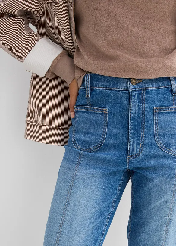 Mom jeans cropped, vita alta, bonprix