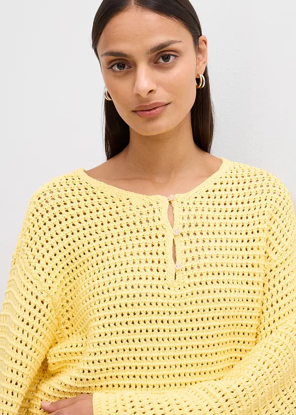 Maglione oversize traforato in puro cotone, bonprix
