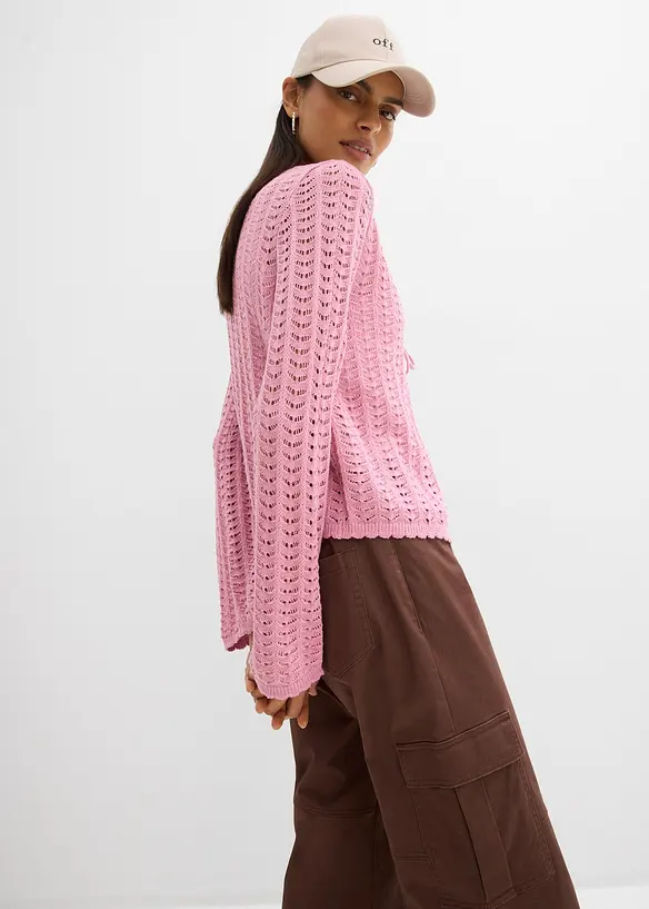 Cardigan con motivo traforato, bonprix