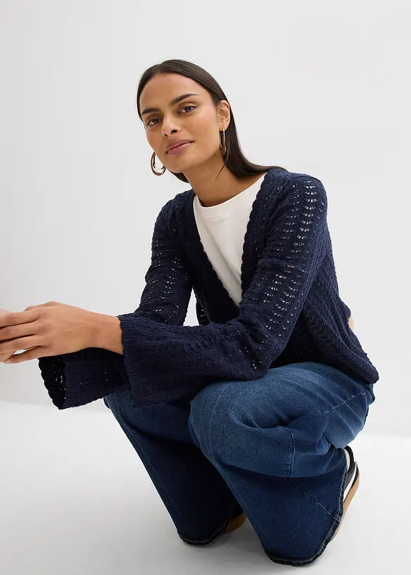 Cardigan con motivo traforato, bonprix