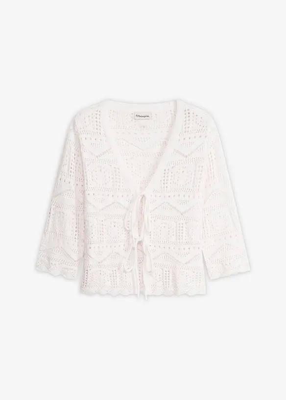 Cardigan traforato con laccetti da annodare, bonprix