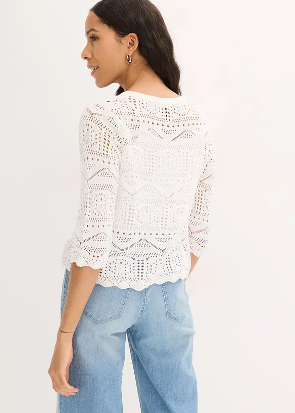 Cardigan traforato con laccetti da annodare, bonprix