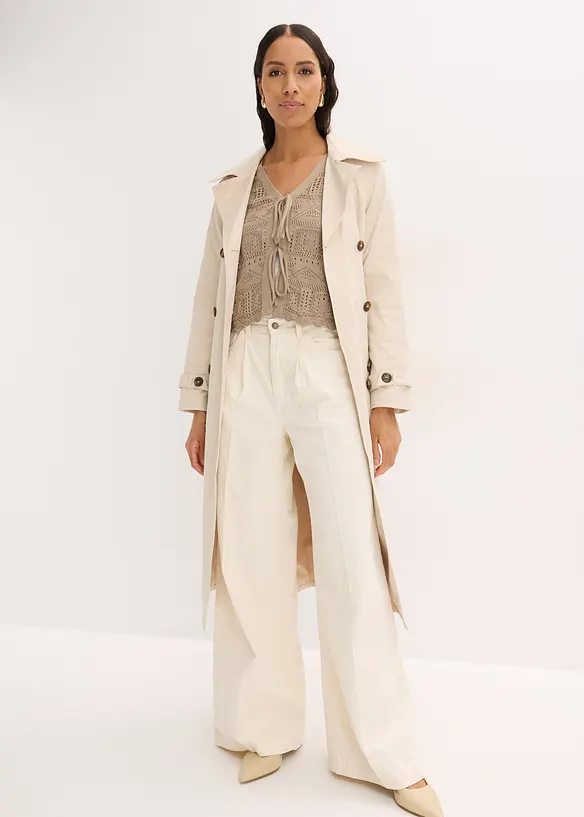 Cardigan traforato con laccetti da annodare, bonprix