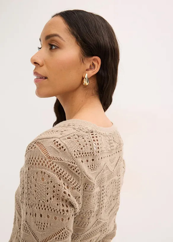 Cardigan traforato con laccetti da annodare, bonprix