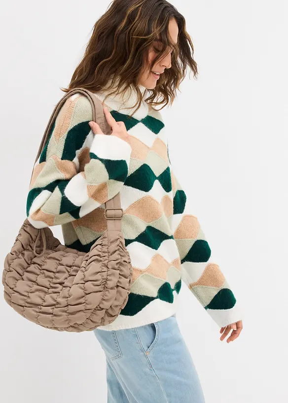 Maglione a collo alto con motivo geometrico, bonprix