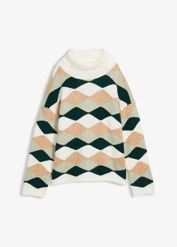 Maglione a collo alto con motivo geometrico, bonprix