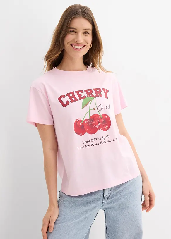 T-shirt in puro cotone biologico, con stampa, bonprix