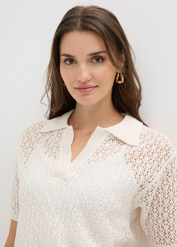 Maglione traforato a maniche corte, bonprix