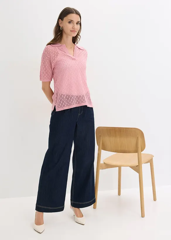 Maglione traforato a maniche corte, bonprix