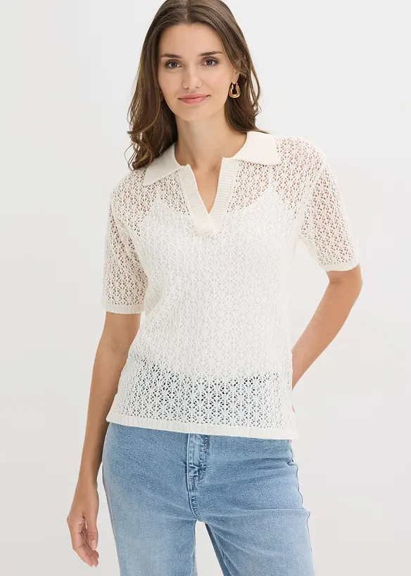 Maglione traforato a maniche corte, bonprix