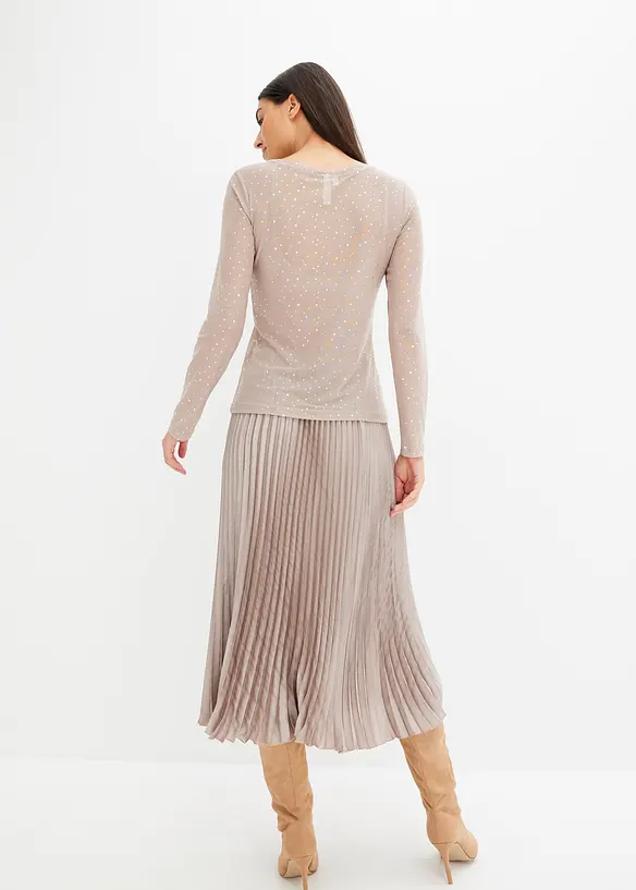 Maglia a maniche lunghe in mesh glitterato, bonprix