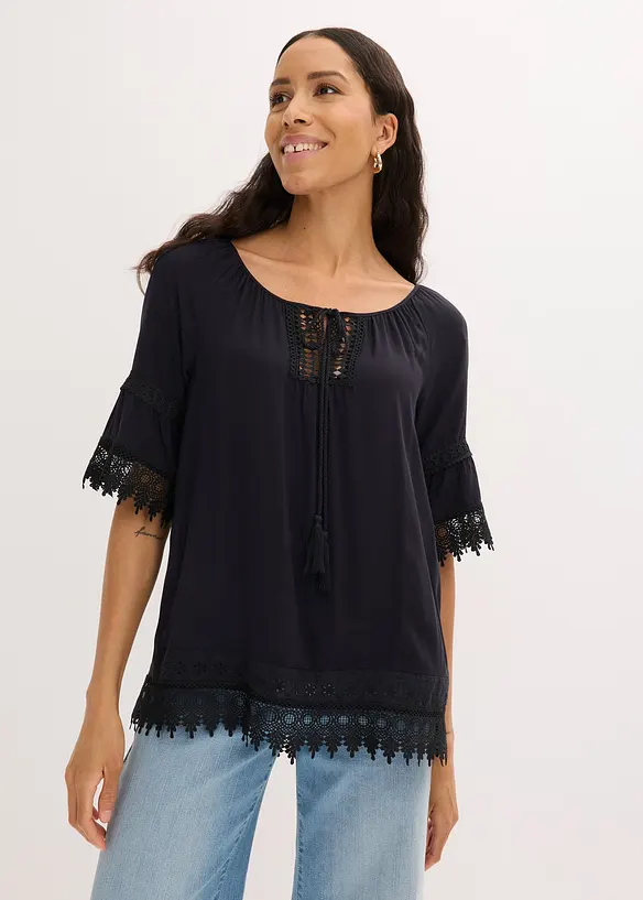 Tunica con pizzo in morbida viscosa, bonprix