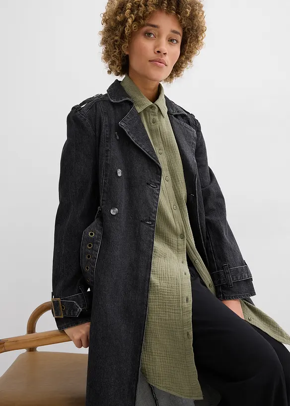 Camicetta lunga oversize in mussola, bonprix