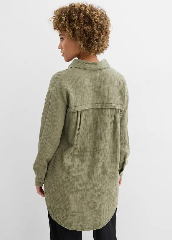 Camicetta lunga oversize in mussola, bonprix