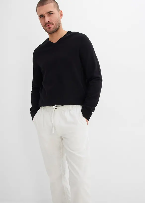 Pantaloni chino regular fit in fresco misto lino, straight, bonprix