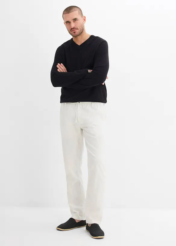 Pantaloni chino regular fit in fresco misto lino, straight, bonprix