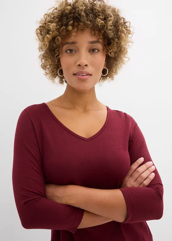 Maglia lunga in misto viscosa e cotone, bonprix