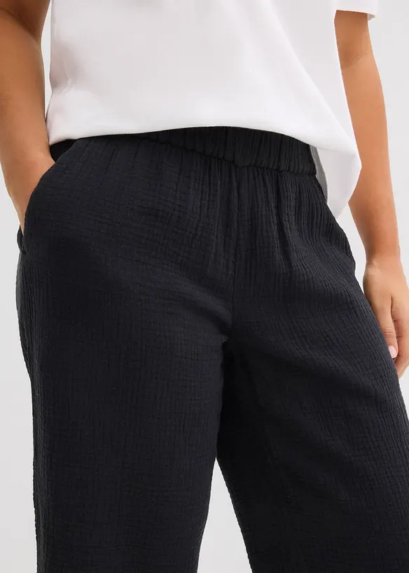 Pantaloni larghi in mussola di cotone, bonprix