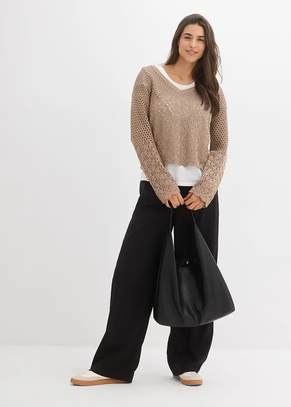 Maglione leggero traforato, bonprix