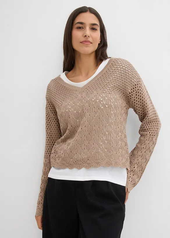 Maglione leggero traforato, bonprix