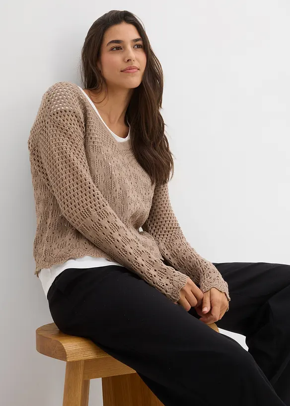 Maglione leggero traforato, bonprix