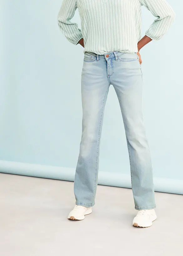 Jeans bootcut elasticizzati, vita media, bonprix